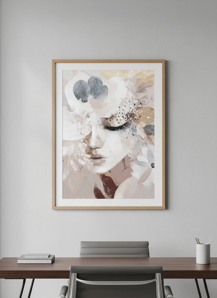 Contemporary wall art featured in a bright modern office workspace