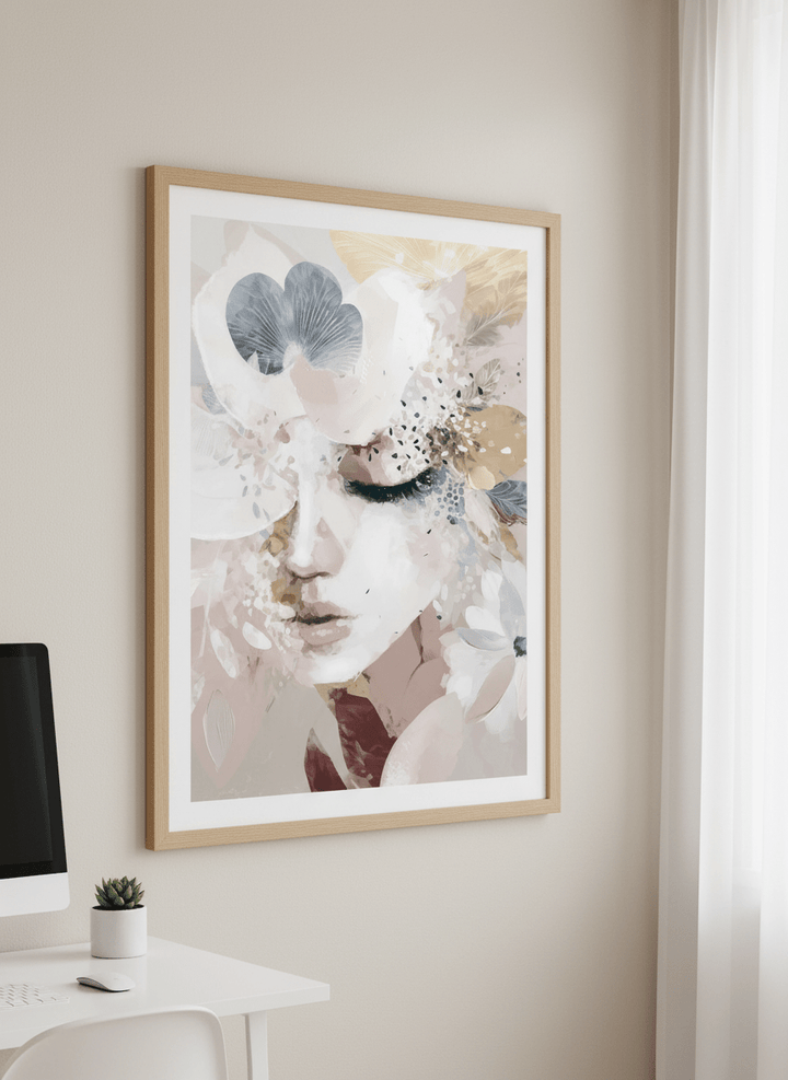 Contemporary wall art featured in a bright modern office workspace