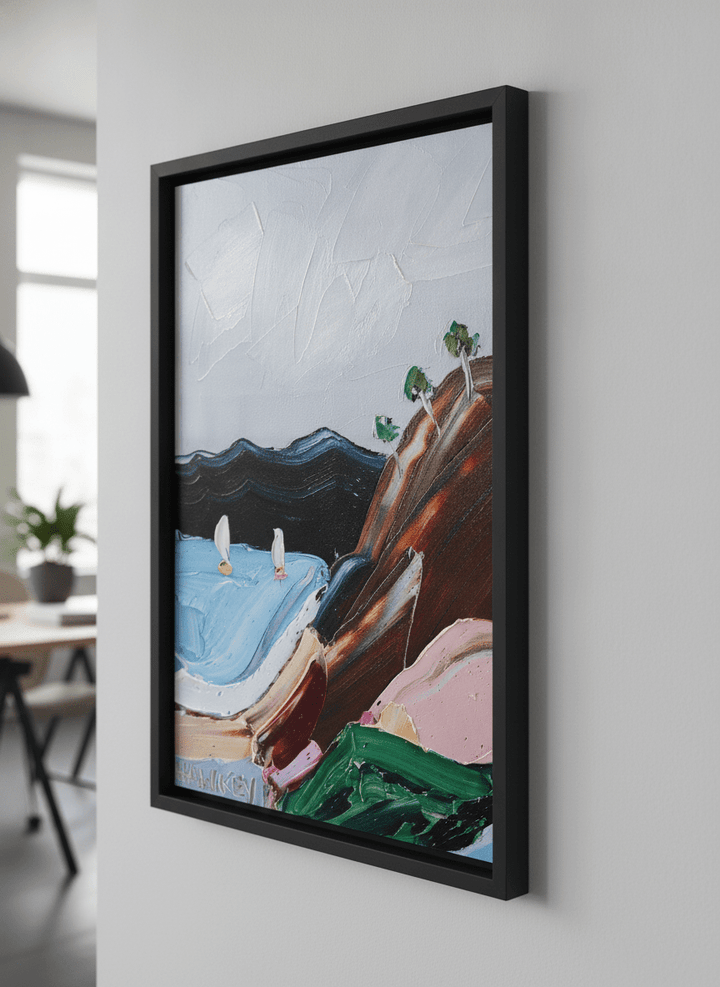 Contemporary wall art featured in a bright modern office workspace