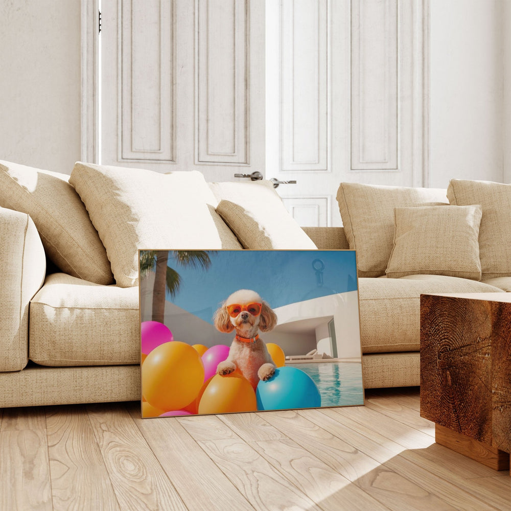 Pup Fiction Palm Springs Edition,livingroom,timber border