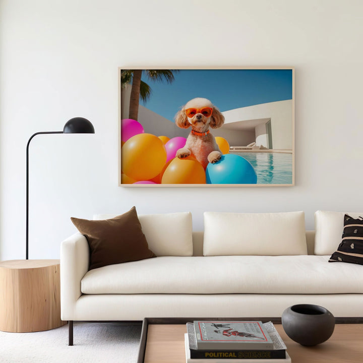 Pup Fiction Palm Springs Edition,livingroom,timber border