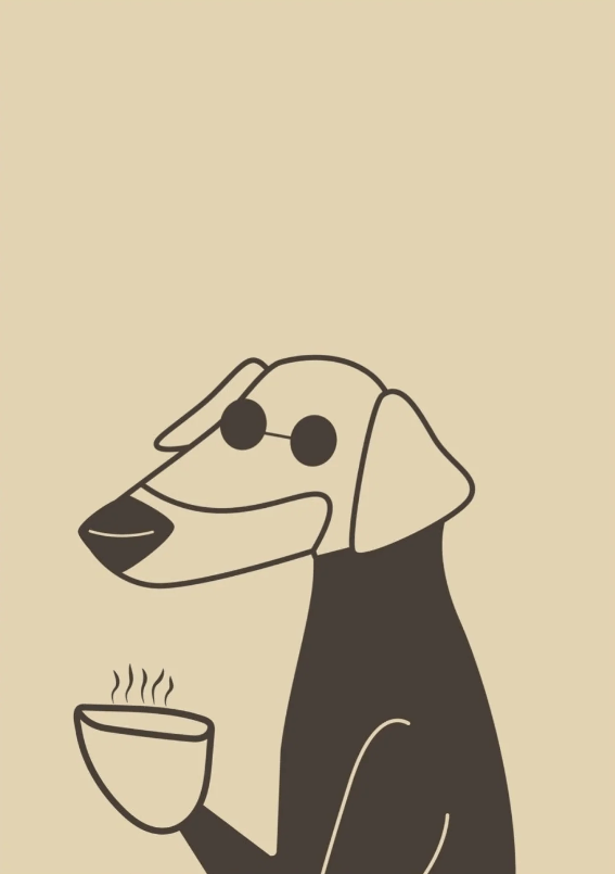 Puppuccino Morning Dog Print Kitchen Decor frame