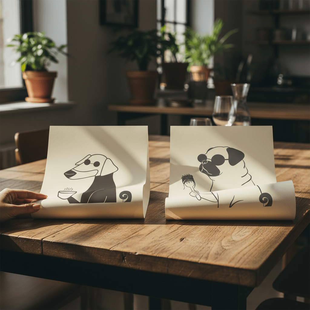 Puppuccino Pug & Morning Coffee Set of 2 wall - art - picture - poster