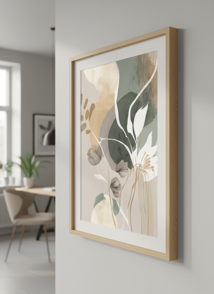 Contemporary wall art featured in a bright modern office workspace