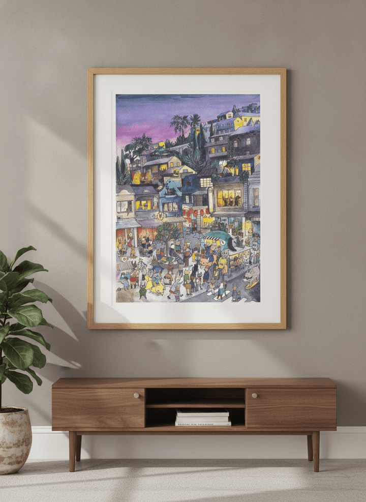 Contemporary wall art featured in a bright modern office workspace