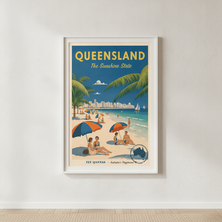 Queensland Sunshine State Vintage Retro Poster Wall Art wall-art-picture-poster
