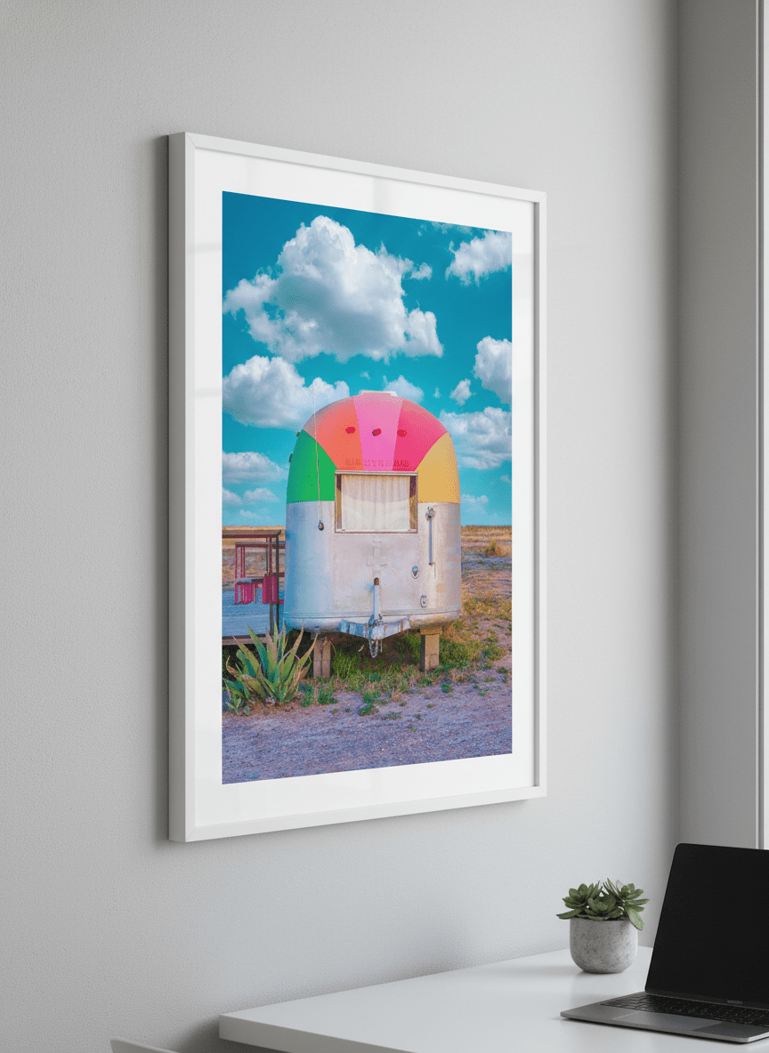 Contemporary wall art featured in a bright modern office workspace