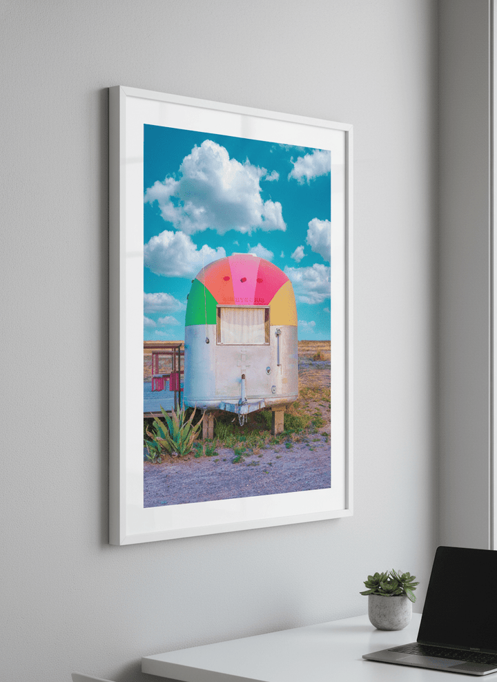 Contemporary wall art featured in a bright modern office workspace