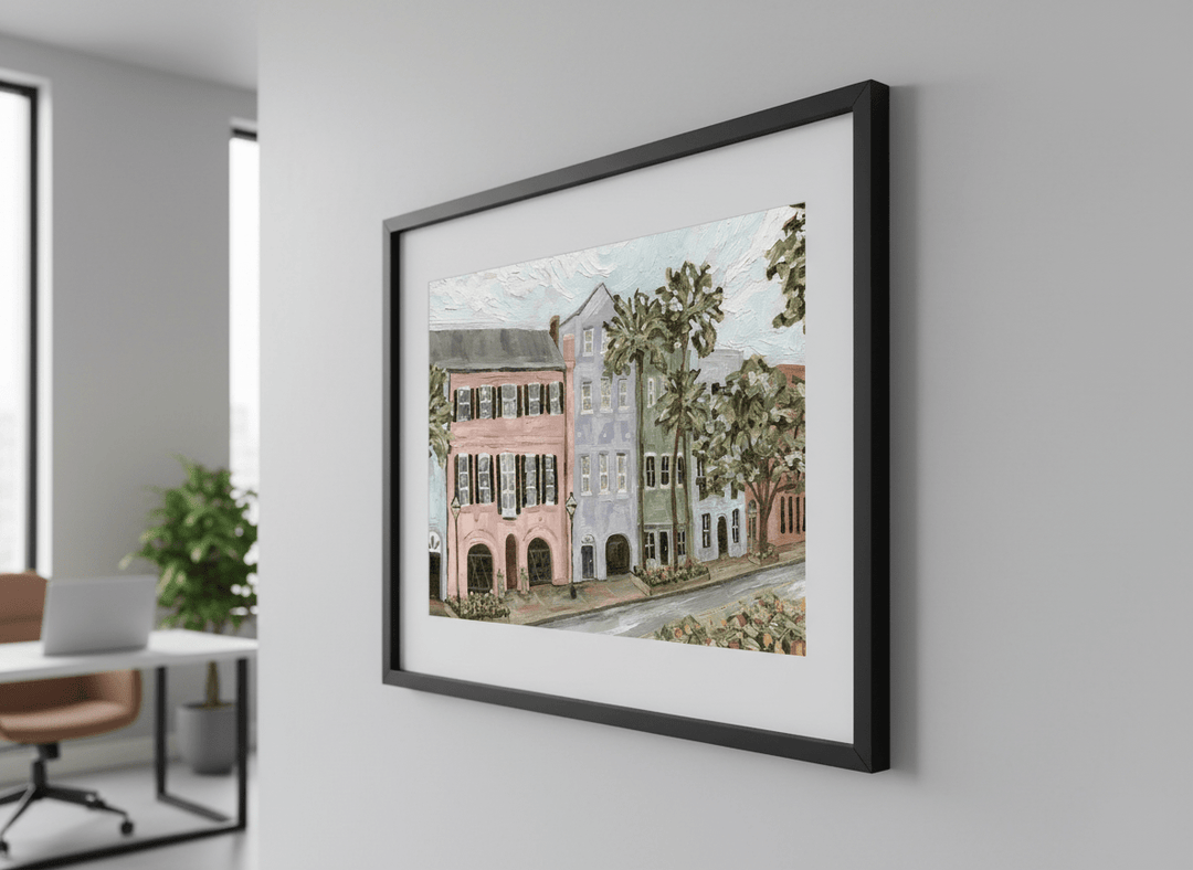 Contemporary wall art featured in a bright modern office workspace
