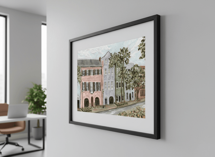 Contemporary wall art featured in a bright modern office workspace