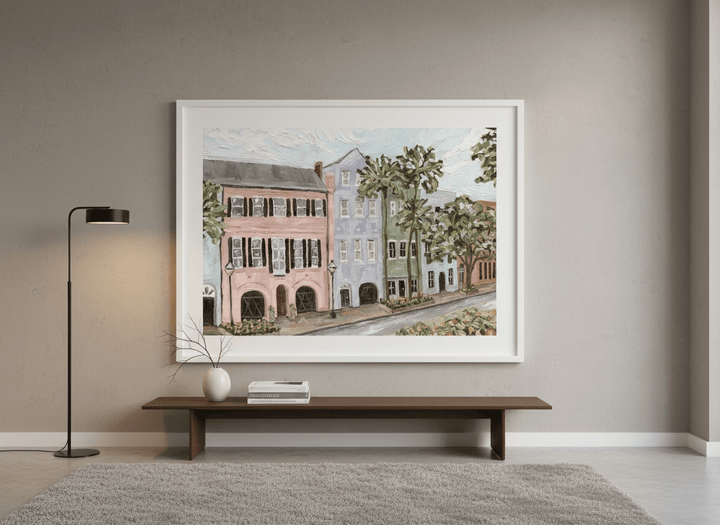 Monumental artwork centred on a feature wall in a luxe interior