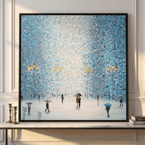Rainy Street Lights By Ekaterina Ermilkina | Canvas Square Print