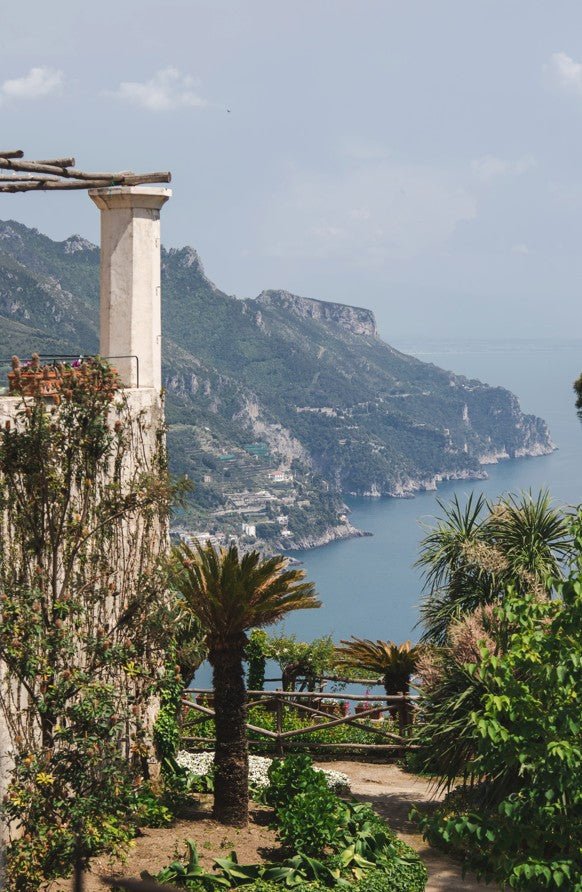 Villa with scenic ocean view from a high vantage point framed