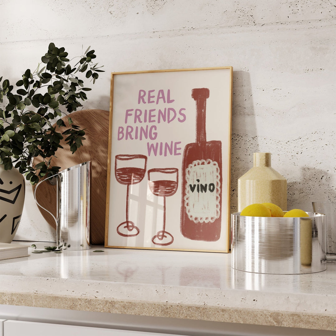 Real Friends bring Vino Wall Art,kitchen,tiber border