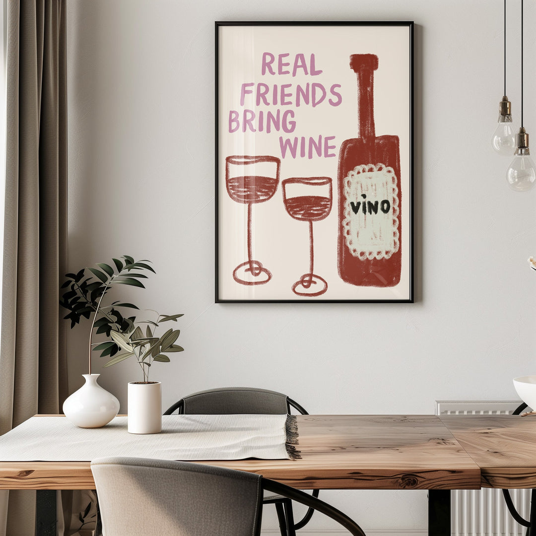 Real Friends bring Vino Wall Art,dining room,timber border
