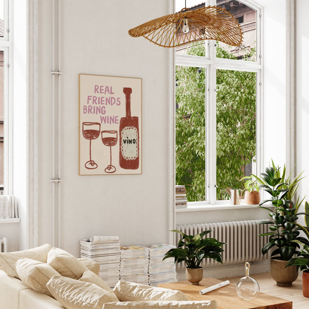 Real Friends bring Vino Wall Art,living room,timber border