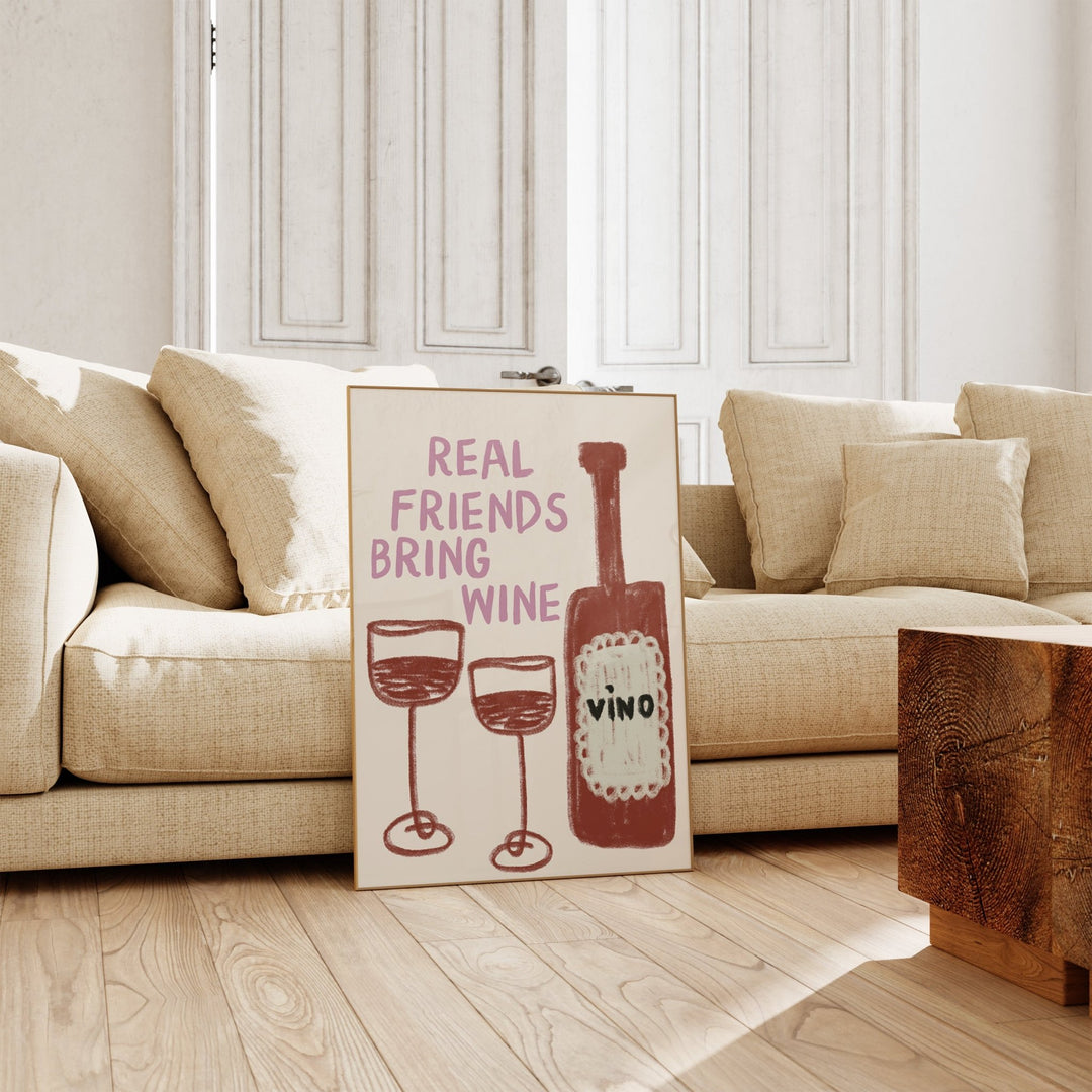 Real Friends bring Vino Wall Art,livng room,timber border