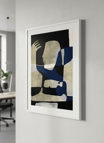 Contemporary wall art featured in a bright modern office workspace