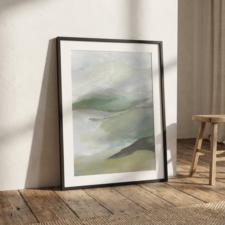 abstract art piece on a wooden floor with a neutral background