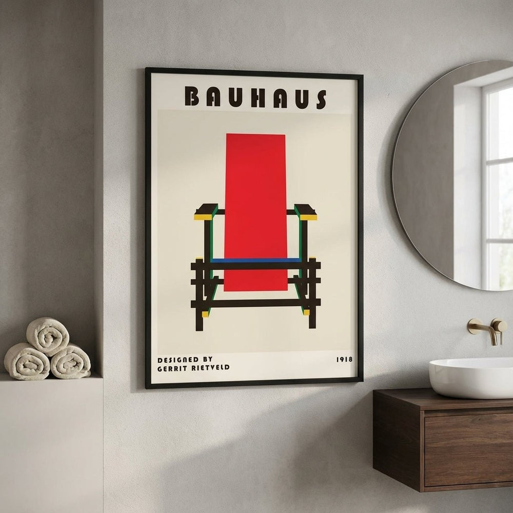 Red & Blue Chair Study wall - art - picture - poster