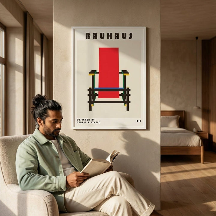 Red & Blue Chair Study wall - art - picture - poster