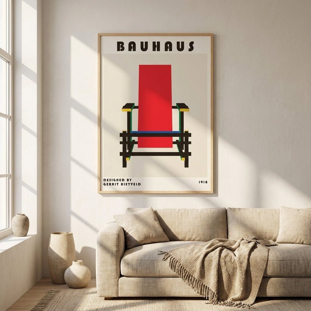 Red & Blue Chair Study wall - art - picture - poster