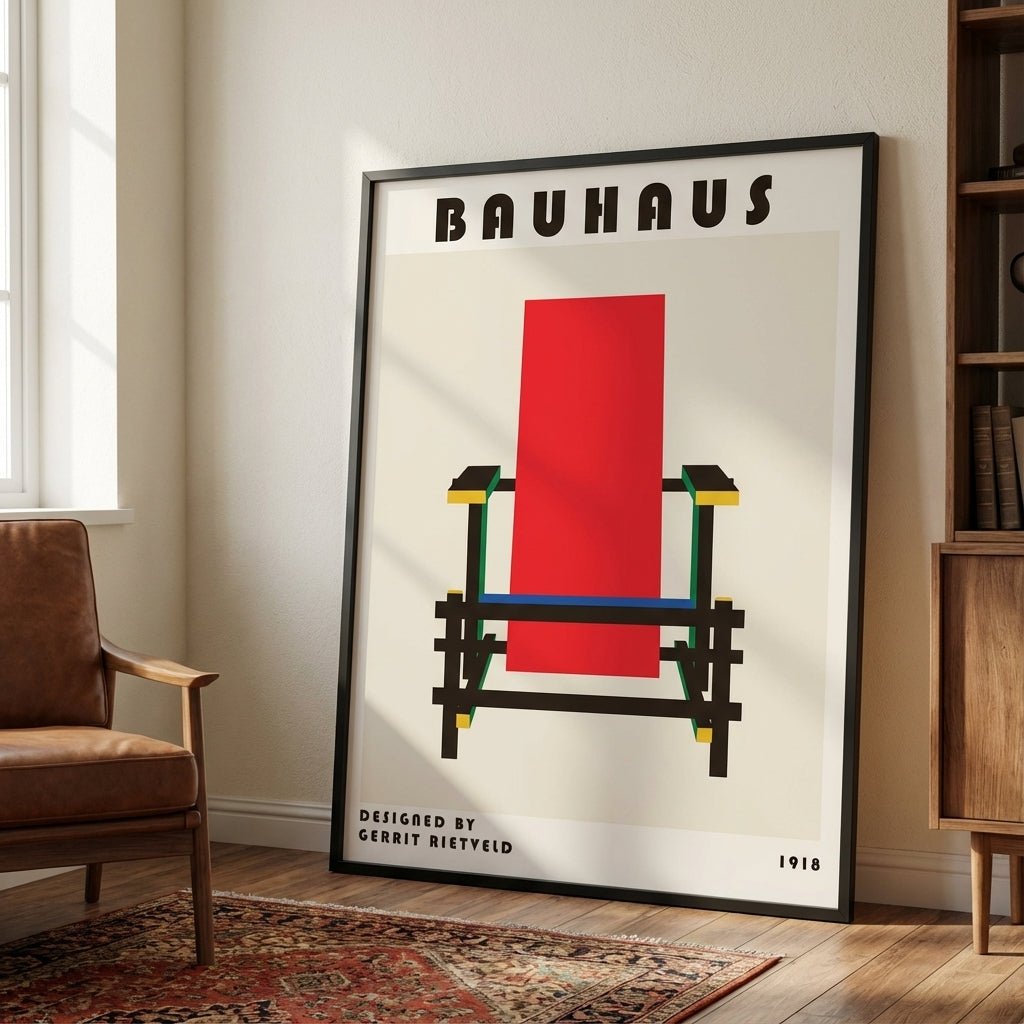 Red & Blue Chair Study wall - art - picture - poster