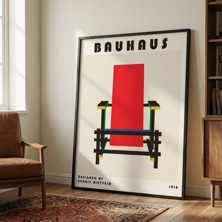 Red & Blue Chair Study wall - art - picture - poster