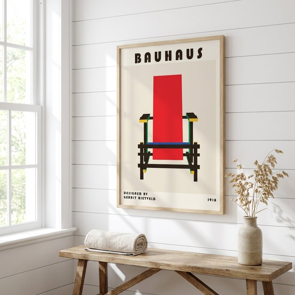 Red & Blue Chair Study wall - art - picture - poster