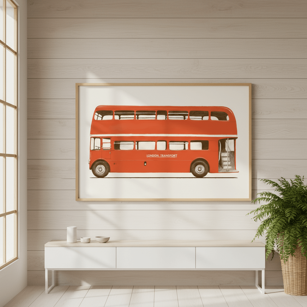Red English Bus S6 Main by Florent Bodart wall - art - picture - poster