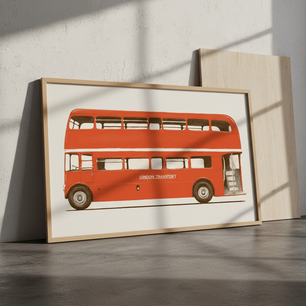 Red English Bus S6 Main by Florent Bodart wall - art - picture - poster