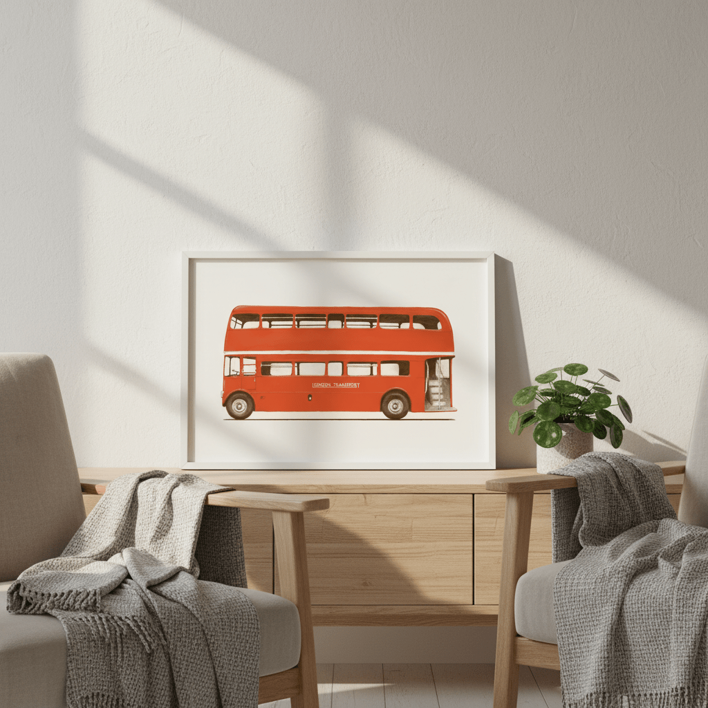 Red English Bus S6 Main by Florent Bodart wall - art - picture - poster