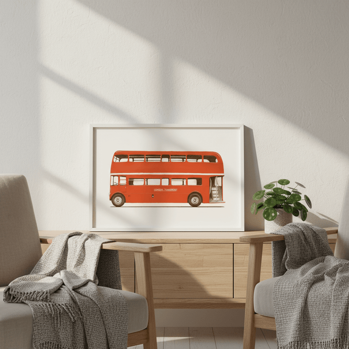 Red English Bus S6 Main by Florent Bodart wall - art - picture - poster