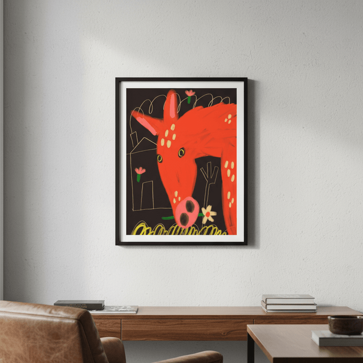 Red Horse and Flower by Nastasiia Samokhina wall - art - picture - poster