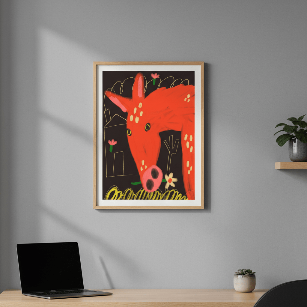 Red Horse and Flower by Nastasiia Samokhina wall - art - picture - poster