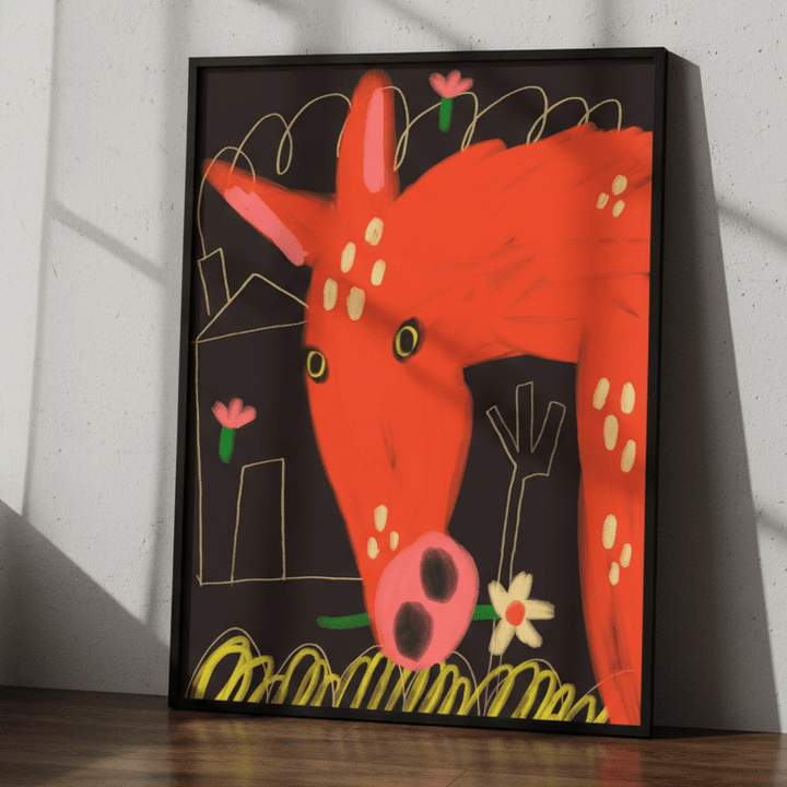 Red Horse and Flower by Nastasiia Samokhina wall - art - picture - poster