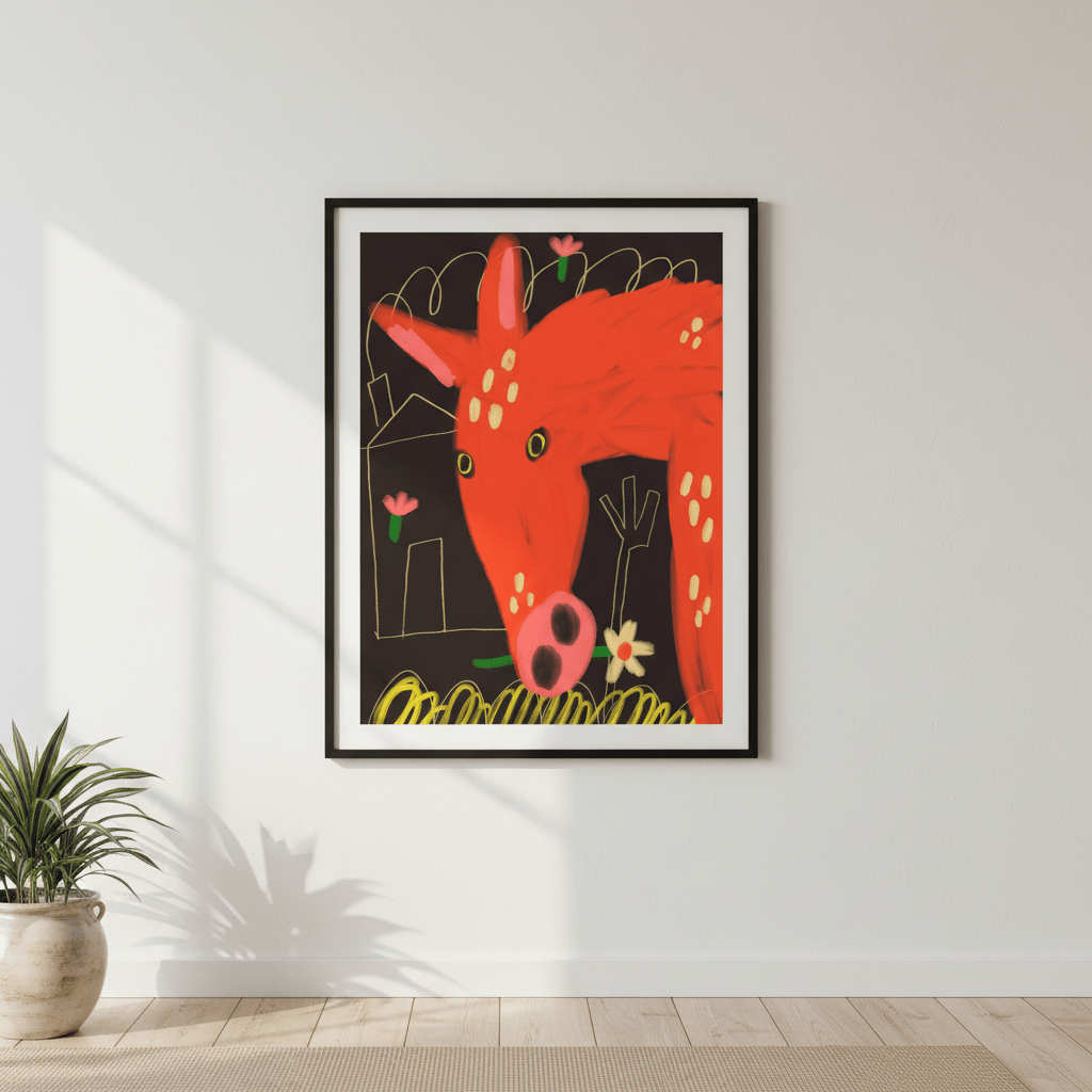 Red Horse and Flower by Nastasiia Samokhina wall - art - picture - poster