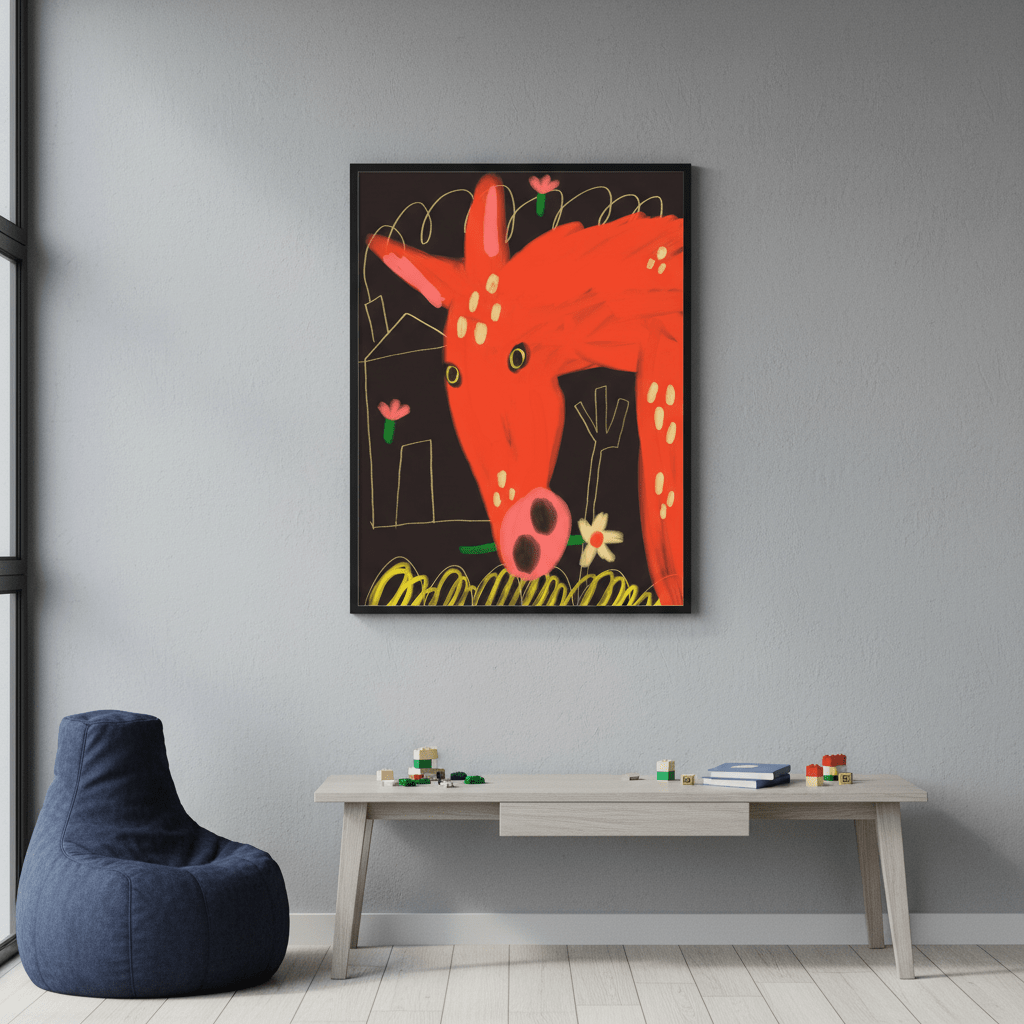 Red Horse and Flower by Nastasiia Samokhina wall - art - picture - poster