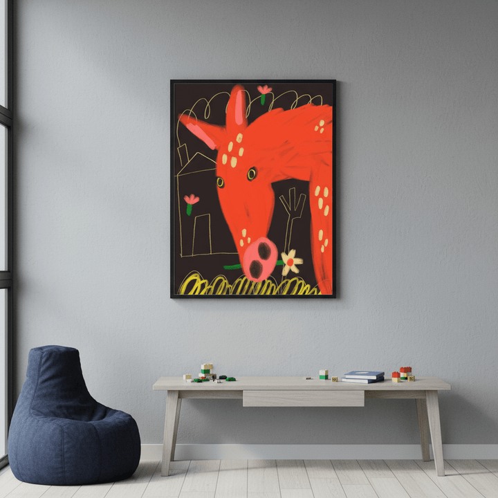 Red Horse and Flower by Nastasiia Samokhina wall - art - picture - poster
