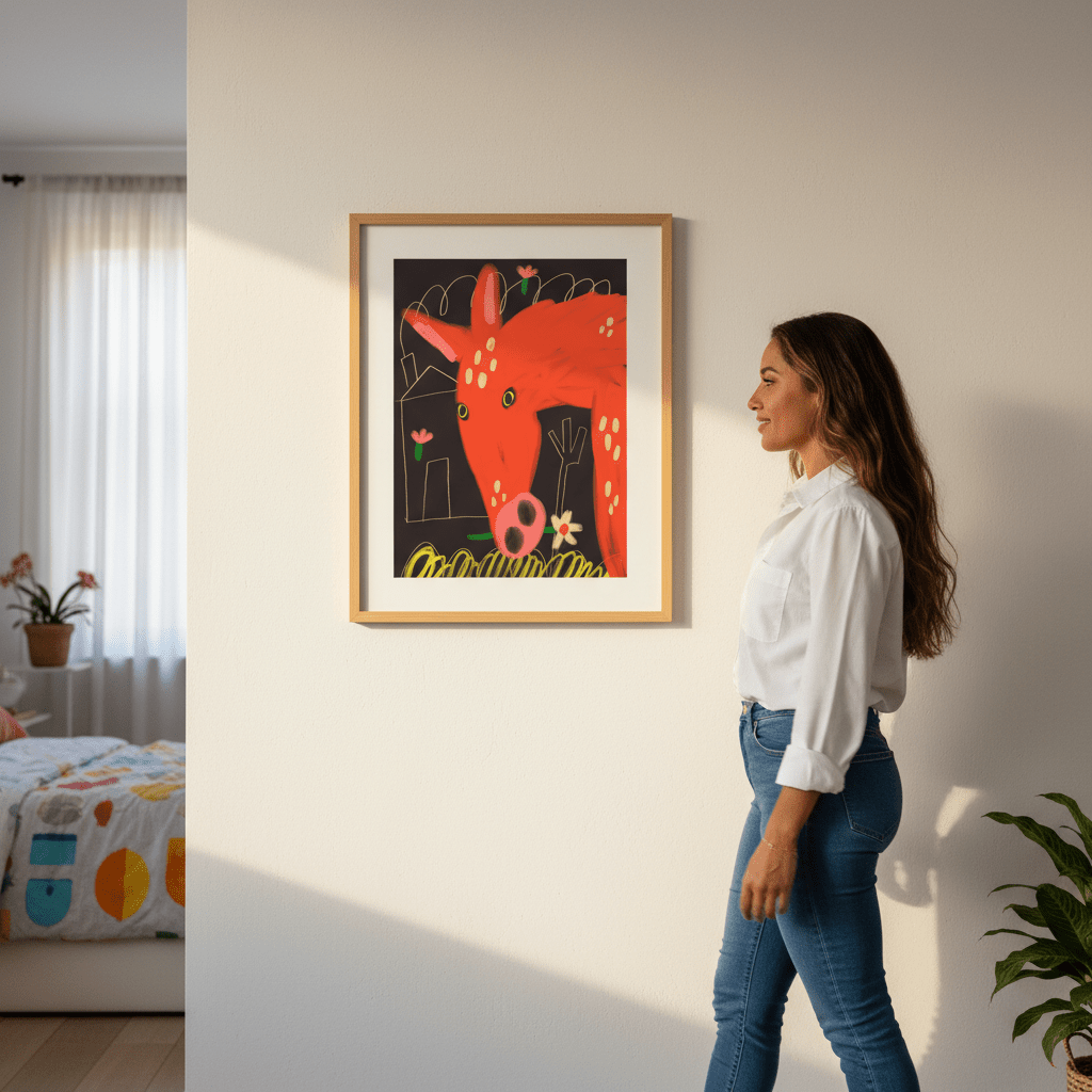 Red Horse and Flower by Nastasiia Samokhina wall - art - picture - poster
