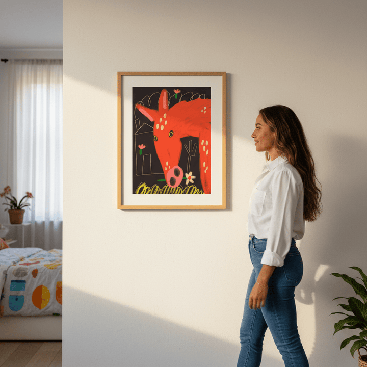 Red Horse and Flower by Nastasiia Samokhina wall - art - picture - poster