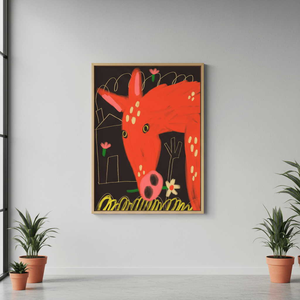 Red Horse and Flower by Nastasiia Samokhina wall - art - picture - poster