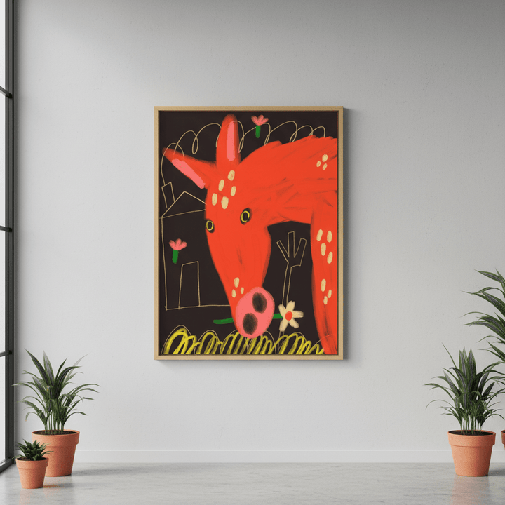Red Horse and Flower by Nastasiia Samokhina wall - art - picture - poster