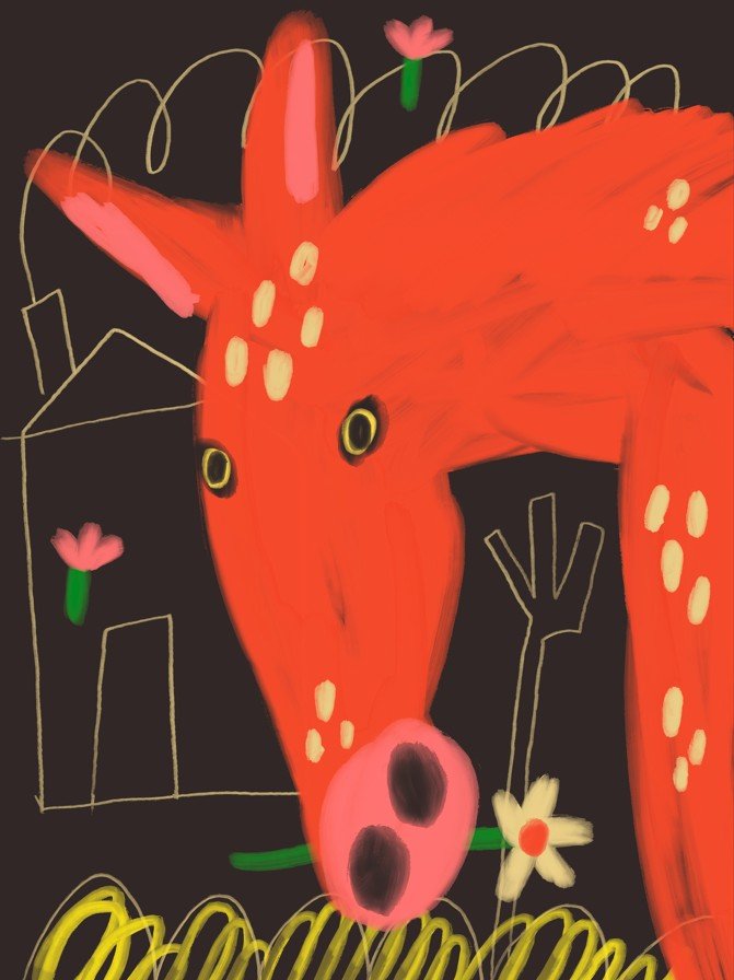 Red Horse and Flower by Nastasiia Samokhina