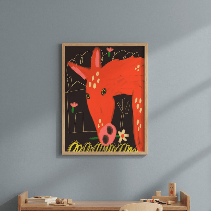 Red Horse and Flower by Nastasiia Samokhina wall - art - picture - poster
