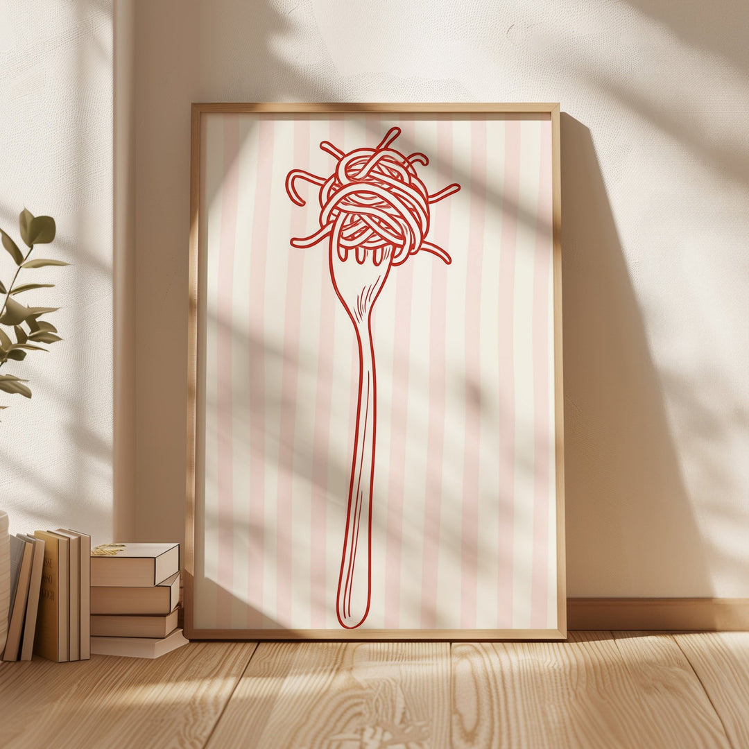 Red Pasta Fork Kitchen Wall Art wall - art - picture - poster