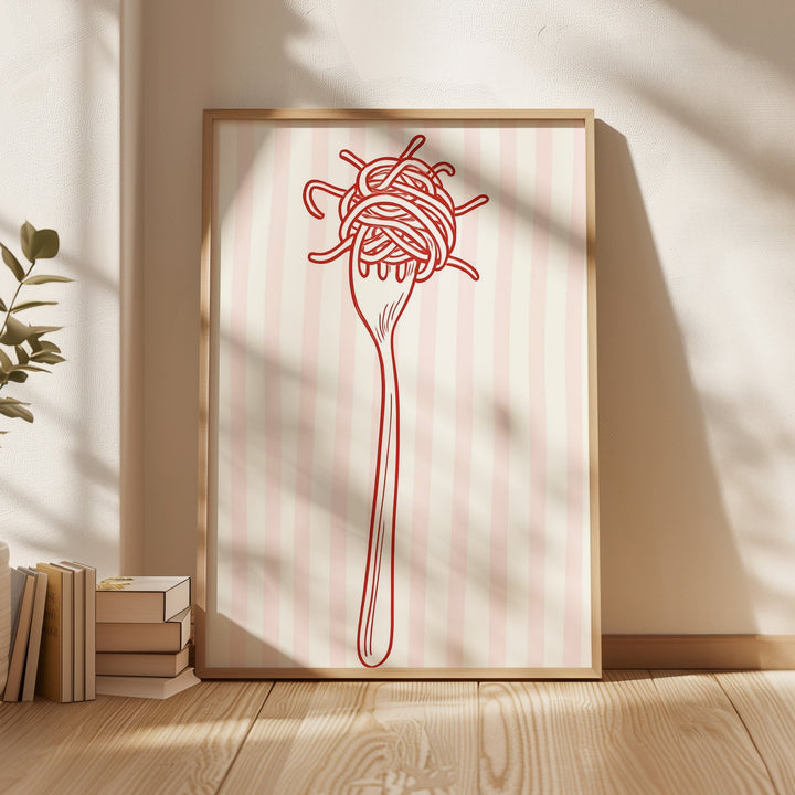 Red Pasta Fork Kitchen Wall Art wall - art - picture - poster
