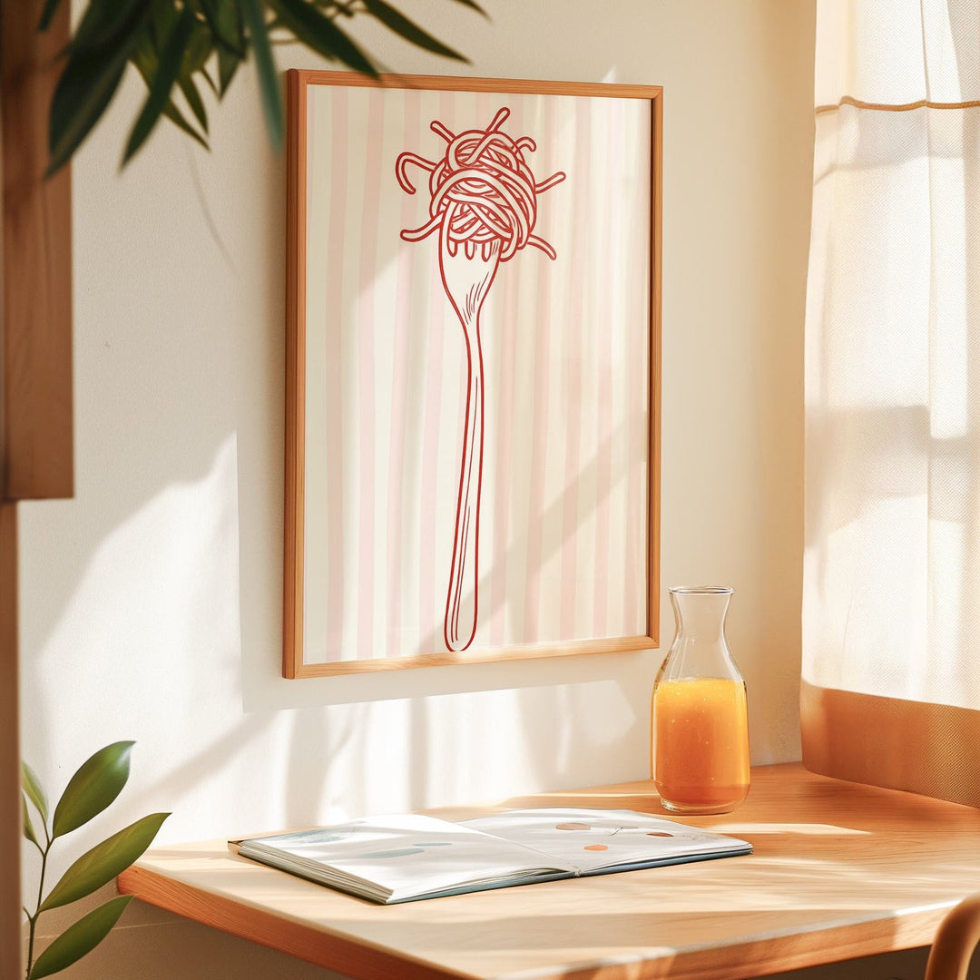 Red Pasta Fork Kitchen Wall Art wall - art - picture - poster