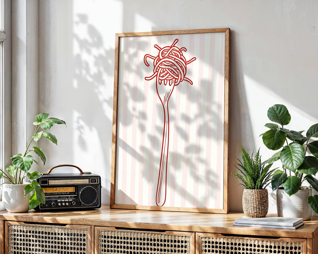 Red Pasta Fork Kitchen Wall Art wall - art - picture - poster