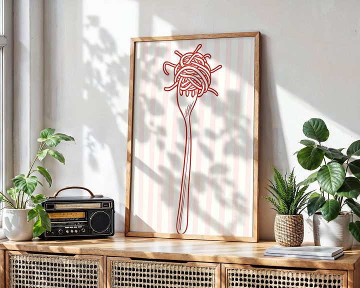 Red Pasta Fork Kitchen Wall Art wall - art - picture - poster